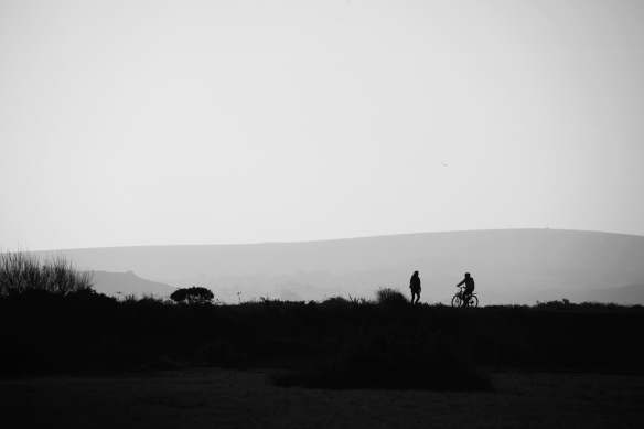Walker and cyclist silhouette