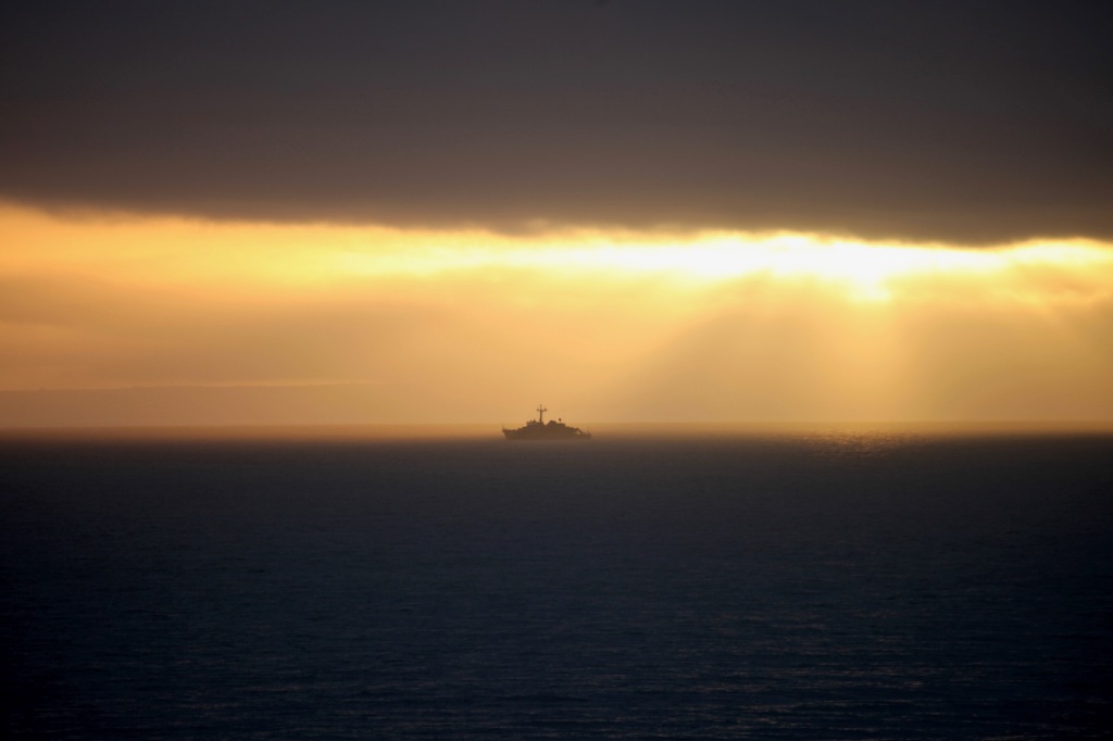 Ship in sunset 1