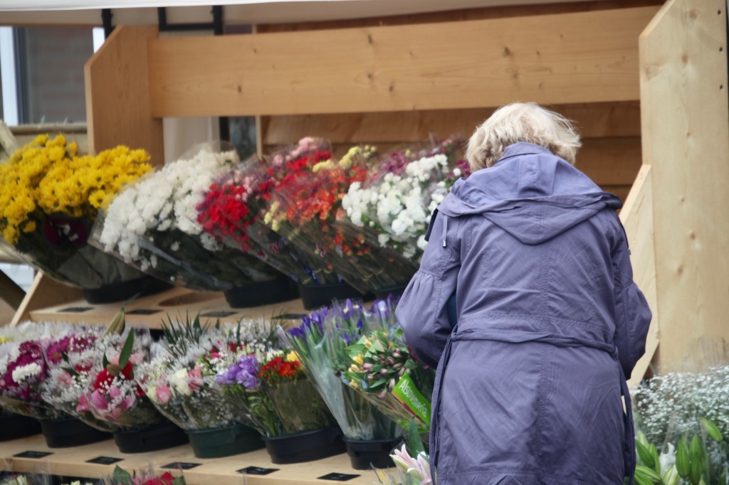 Woman selecting bouquet